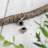 Vintage Quilted Square Sterling Silver Lever Back Earrings
