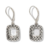 Vintage Quilted Square Sterling Silver Lever Back Earrings