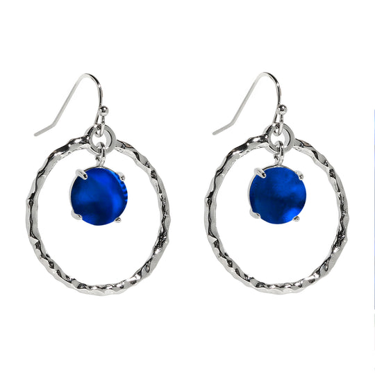 Hammered Hoop Silver Earrings