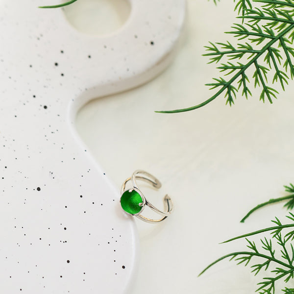Double Band Ring in Sterling Silver-Glass Rings-Bottled Up Designs