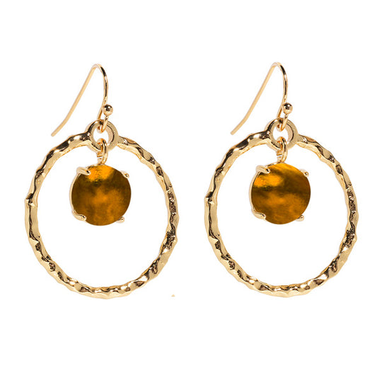 Hammered Hoop Gold Earrings