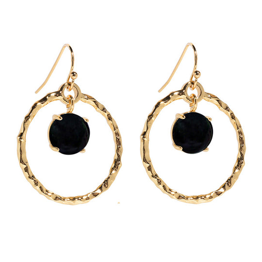 Hammered Hoop Gold Earrings