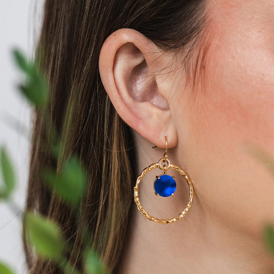 Hammered Hoop Gold Earrings