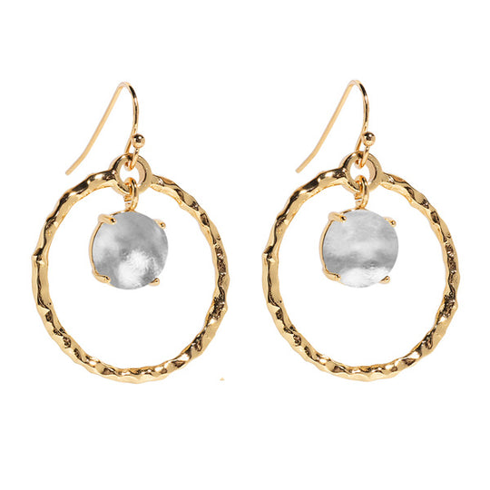 Hammered Hoop Gold Earrings