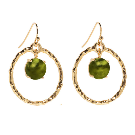 Hammered Hoop Gold Earrings
