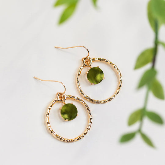 Hammered Hoop Gold Earrings
