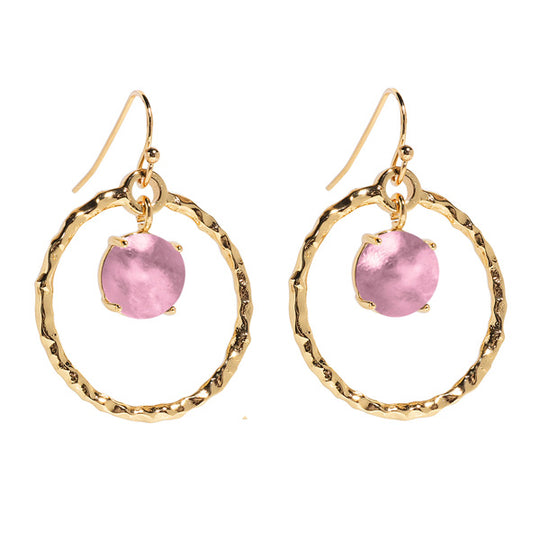 Hammered Hoop Gold Earrings