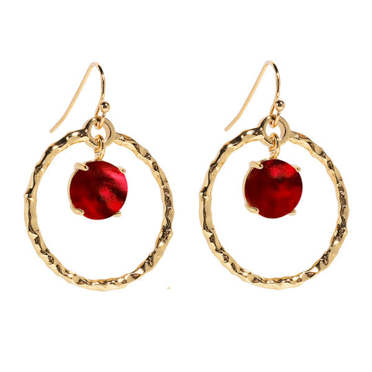 Hammered Hoop Gold Earrings