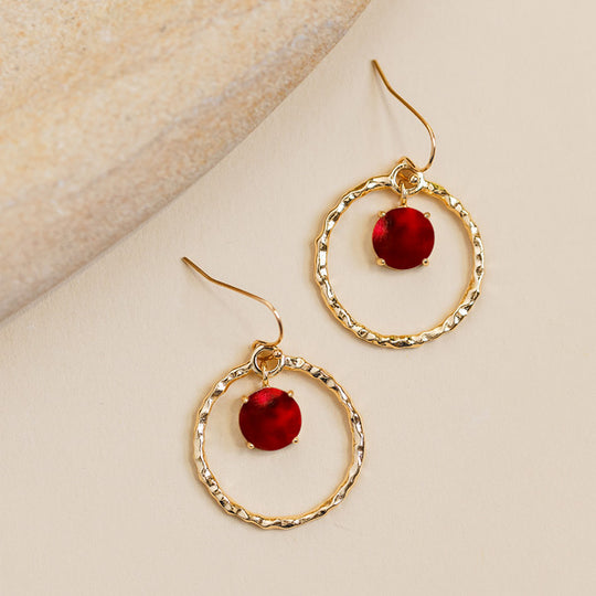 Hammered Hoop Gold Earrings