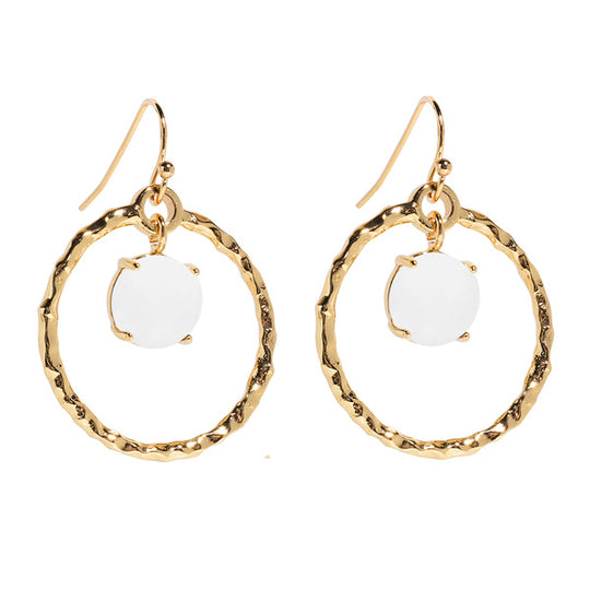 Hammered Hoop Gold Earrings