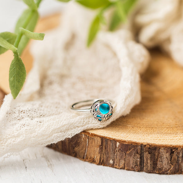 Vintage Lace Sterling Silver Adjustable Ring-Glass Rings-Bottled Up Designs