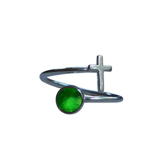 At The Cross Sterling Bypass Ring-Glass Rings-Bottled Up Designs