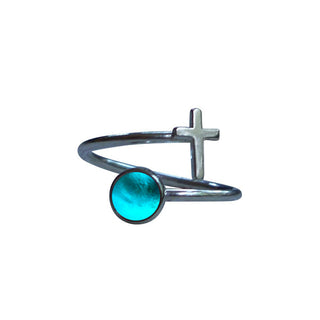 At The Cross Sterling Bypass Ring-Glass Rings-Bottled Up Designs