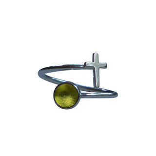 At The Cross Sterling Bypass Ring-Glass Rings-Bottled Up Designs
