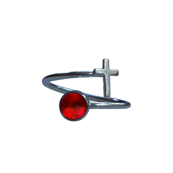 At The Cross Sterling Bypass Ring-Glass Rings-Bottled Up Designs