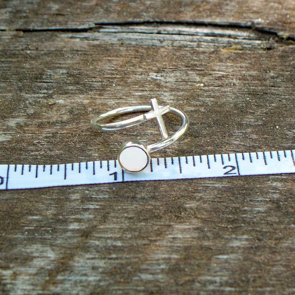 At The Cross Sterling Bypass Ring-Glass Rings-Bottled Up Designs