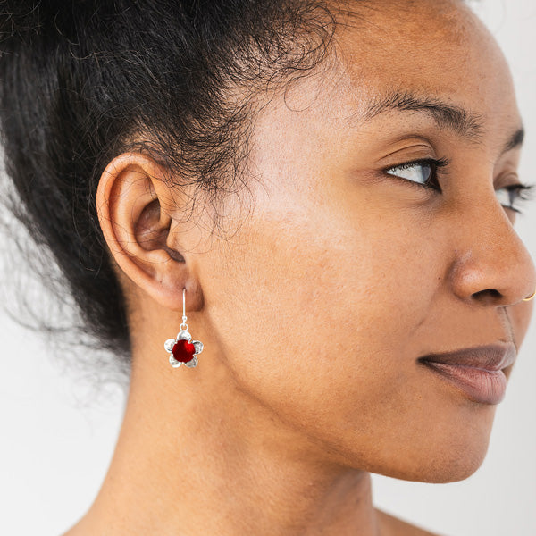 Bloom Once More Sterling Silver Flower Earrings-Sterling Silver-Bottled Up Designs