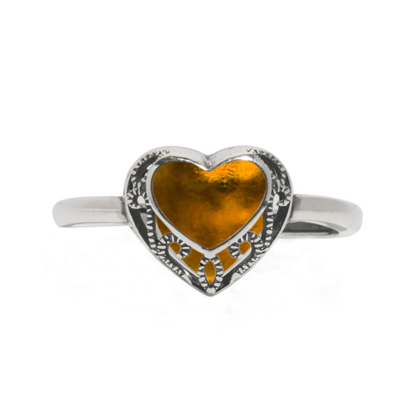 Homespun Hearts Adjustable Sterling Silver Ring-Glass Rings-Bottled Up Designs