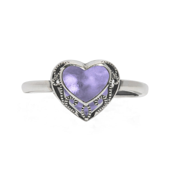 ヘアアクセサリー Heart Gem Pony Large with Emblem Handmade Vintage Glass Ring – Adjustable Sterling | Bottled