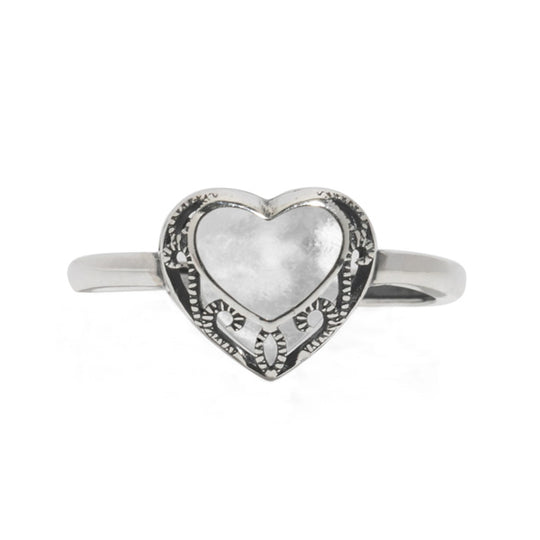 Homespun Hearts Adjustable Sterling Silver Ring-Glass Rings-Bottled Up Designs