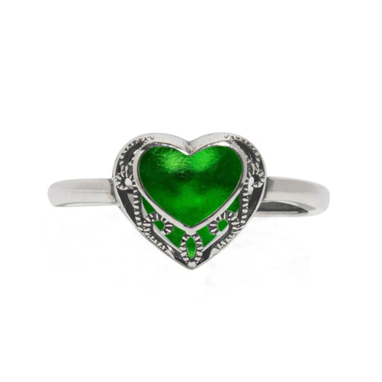 Homespun Hearts Adjustable Sterling Silver Ring-Glass Rings-Bottled Up Designs