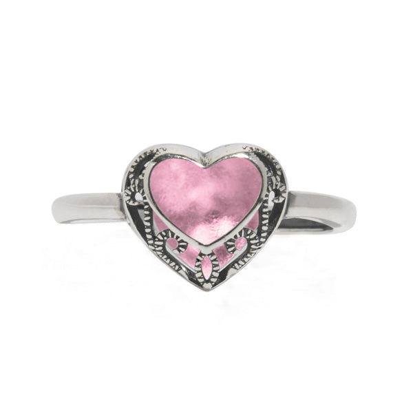 Homespun Hearts Adjustable Sterling Silver Ring-Glass Rings-Bottled Up Designs
