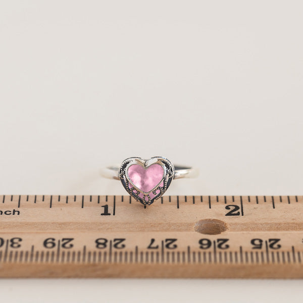 Homespun Hearts Adjustable Sterling Silver Ring-Glass Rings-Bottled Up Designs