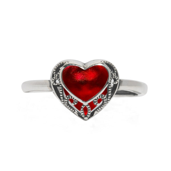 Homespun Hearts Adjustable Sterling Silver Ring-Glass Rings-Bottled Up Designs