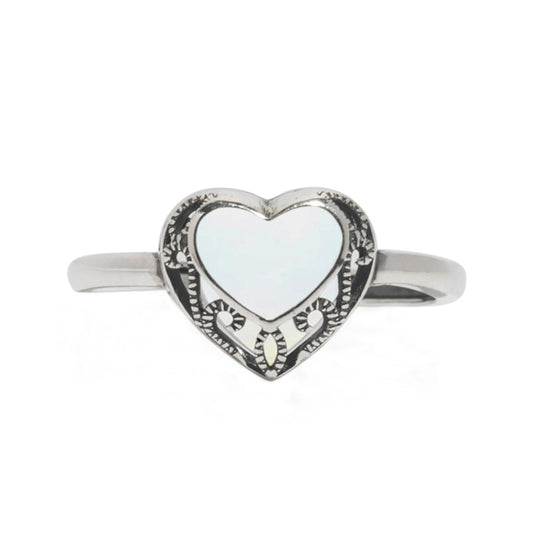 Homespun Hearts Adjustable Sterling Silver Ring-Glass Rings-Bottled Up Designs