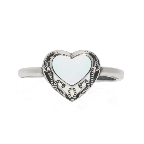 Homespun Hearts Adjustable Sterling Silver Ring-Glass Rings-Bottled Up Designs