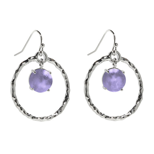 Hammered Hoop Silver Earrings