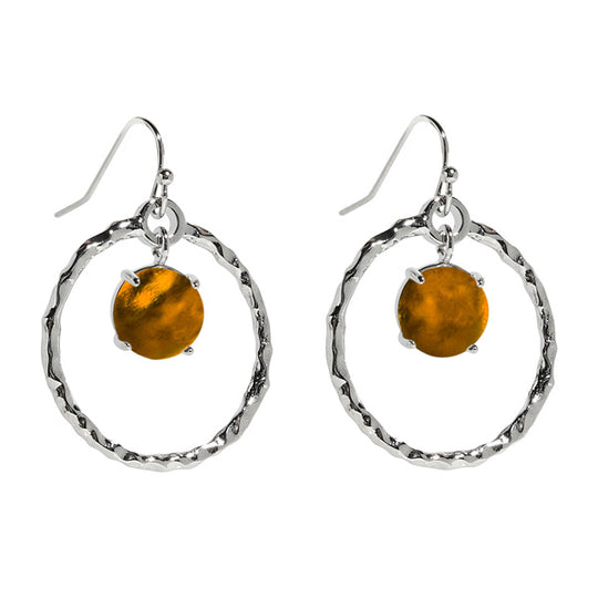 Hammered Hoop Silver Earrings
