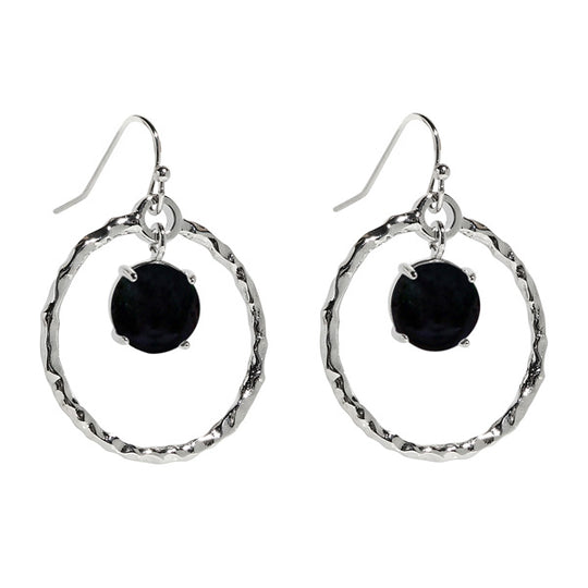 Hammered Hoop Silver Earrings
