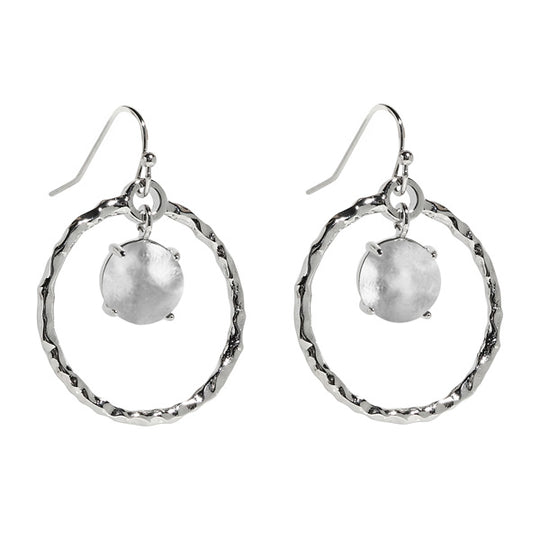 Hammered Hoop Silver Earrings