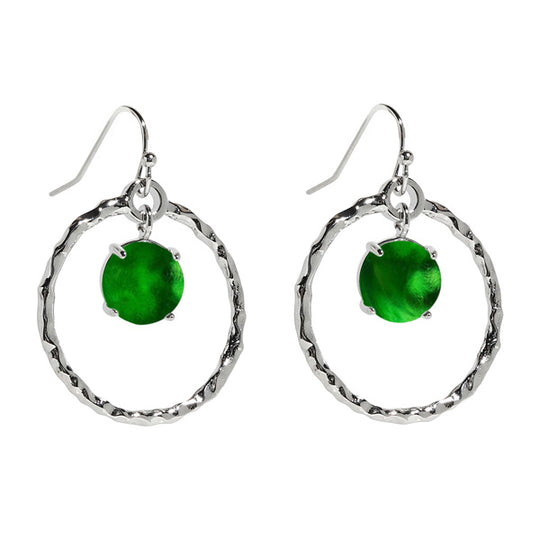 Hammered Hoop Silver Earrings