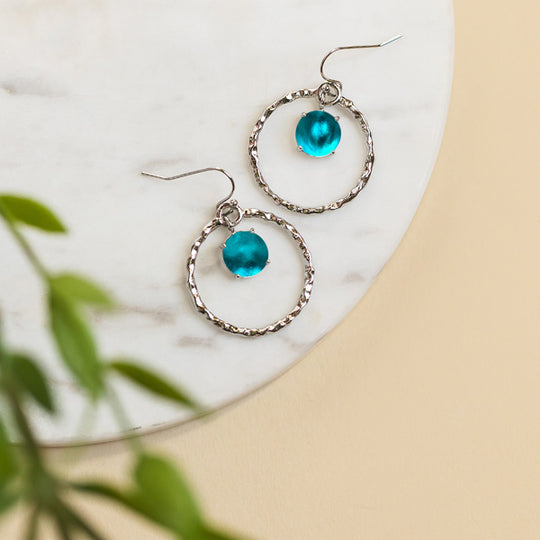 Hammered Hoop Silver Earrings