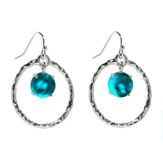 Hammered Hoop Silver Earrings