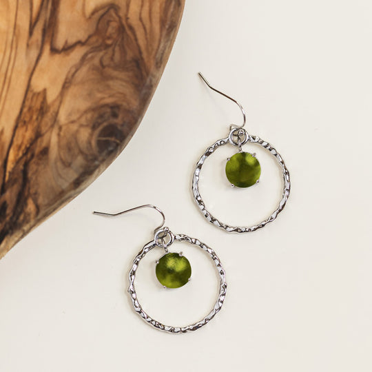Hammered Hoop Silver Earrings