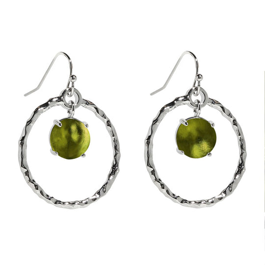 Hammered Hoop Silver Earrings