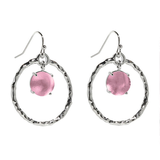 Hammered Hoop Silver Earrings