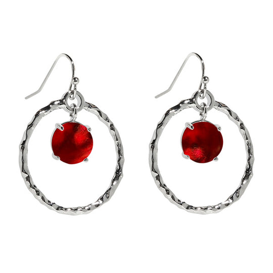 Hammered Hoop Silver Earrings