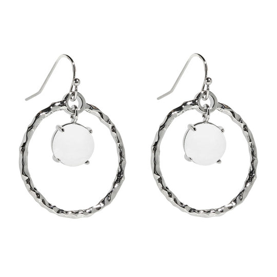 Hammered Hoop Silver Earrings