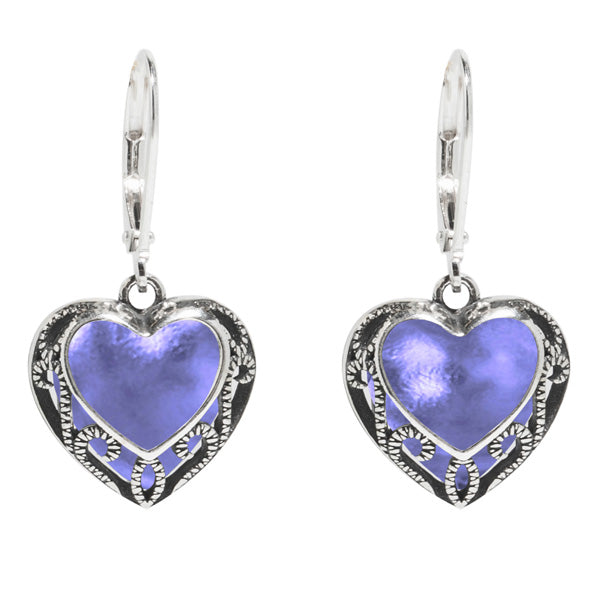 Homespun Hearts Sterling Silver Lever Back Earrings-Earrings-Bottled Up Designs