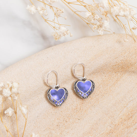 Homespun Hearts Silver Lever Back Earrings