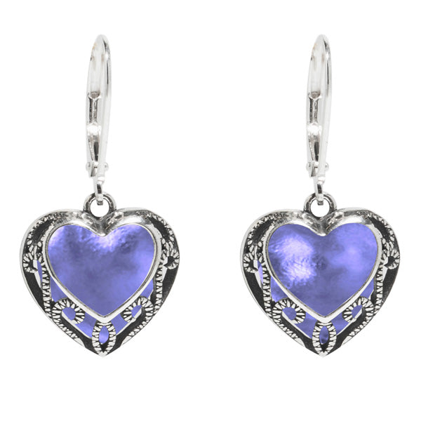 Homespun Hearts Sterling Silver Lever Back Earrings