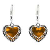 Homespun Hearts Sterling Silver Lever Back Earrings