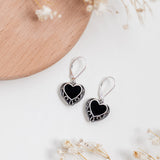 Homespun Hearts Sterling Silver Lever Back Earrings