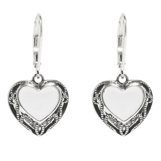 Homespun Hearts Sterling Silver Lever Back Earrings-Earrings-Bottled Up Designs