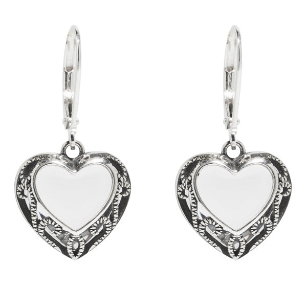 Homespun Hearts Sterling Silver Lever Back Earrings-Earrings-Bottled Up Designs