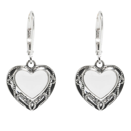 Homespun Hearts Silver Lever Back Earrings